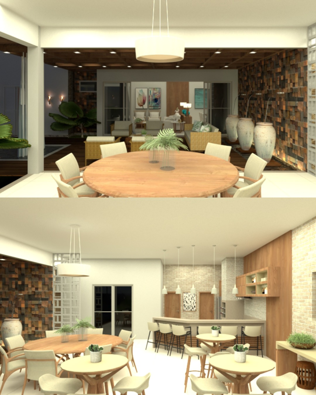Projeto de interiores para salão de jantar e espaço gourmet por Bruno Arquiteto